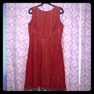 Red lace fit and flare dress